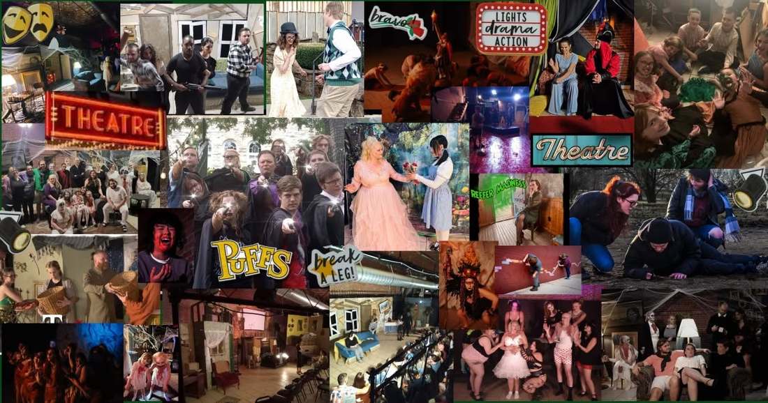 A collage of Dream Theatre Co. productions, casts, and performances