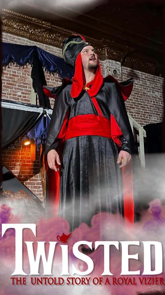 Twisted promo photo — the Royal Vizier in his red and black robes